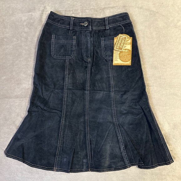 Boho Chic Washable Suede Skirt Skotts Vintage Y2K 6 Blue Midi Western NWT 90s - Picture 1 of 7